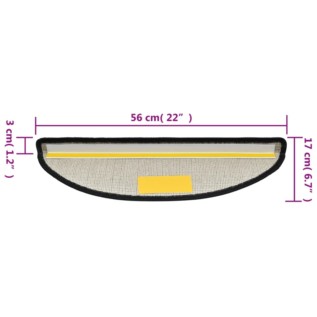 Tappetini per scale 15 pz | Gradini per Scale 56x17x3 cm Antracite Semicircolari