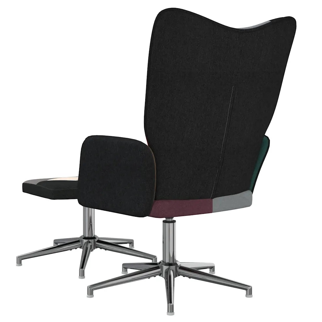 Sedia Relax con Sgabello in Tessuto Patchwork 328202