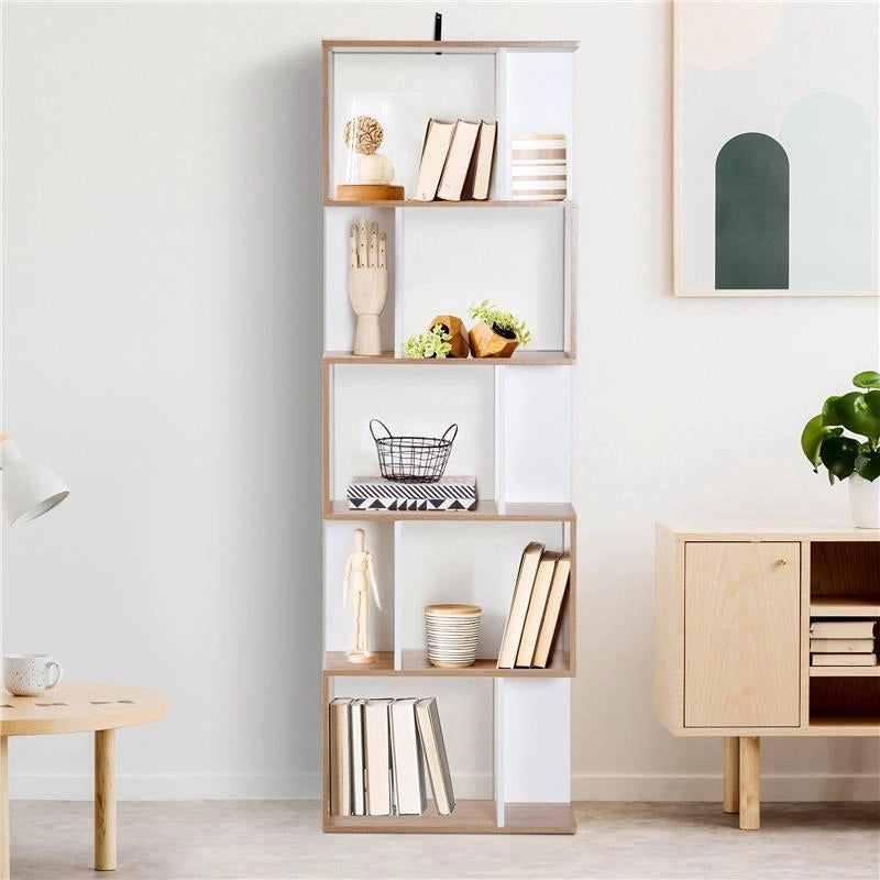 LIBRERIA DA MURO MODERNA 5 RIPIANI 60 X 24 X 184.5 CM IN LEGNO BIANCO