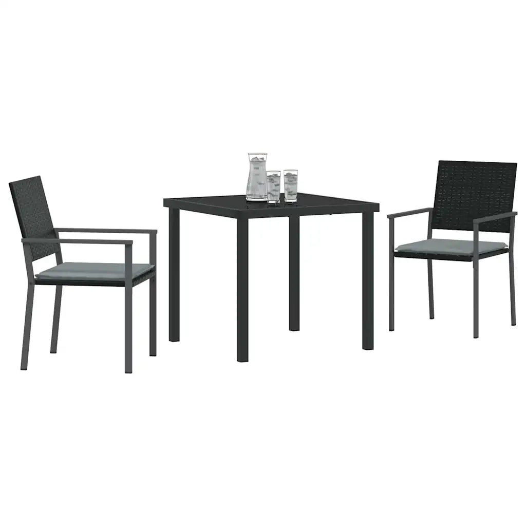 Set da Pranzo per Giardino 3 pz Nero e Grigio Chiaro 3379072