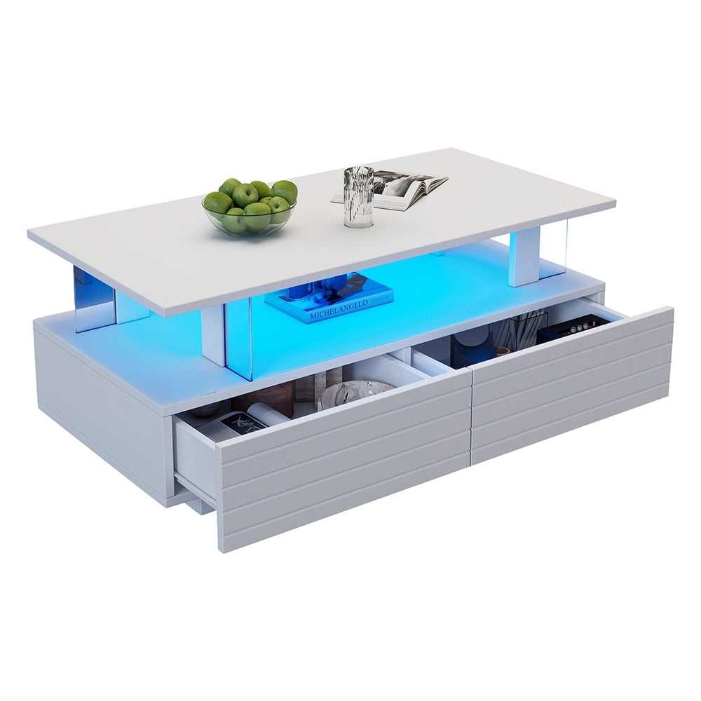 Tavolino-Xylo-Bianco LED Bluetooth doppio strato