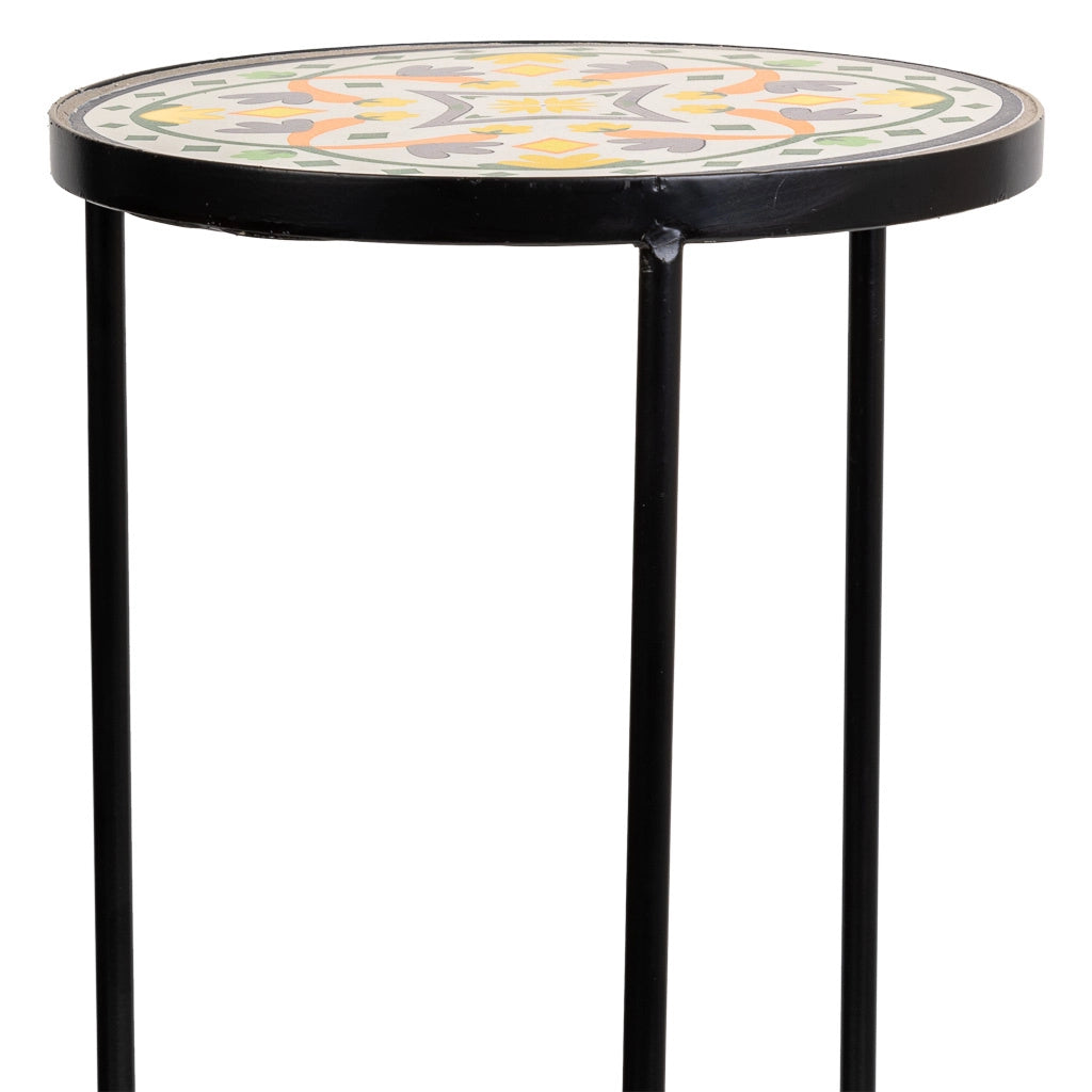 Set di 3 supporti in mosaico Verde scuro e metallo
