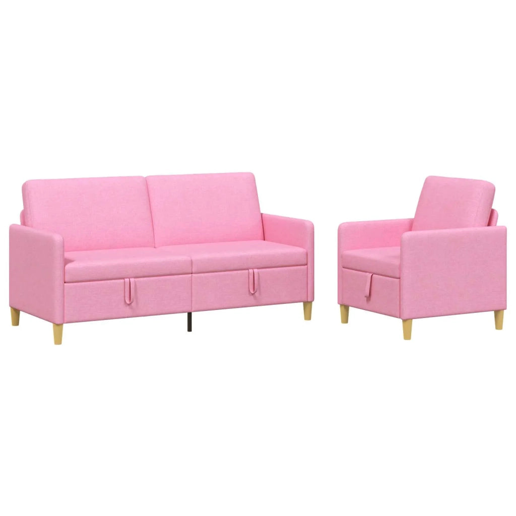 Set di Divani con Storage 2 pz Rosa Poliestere 3429216