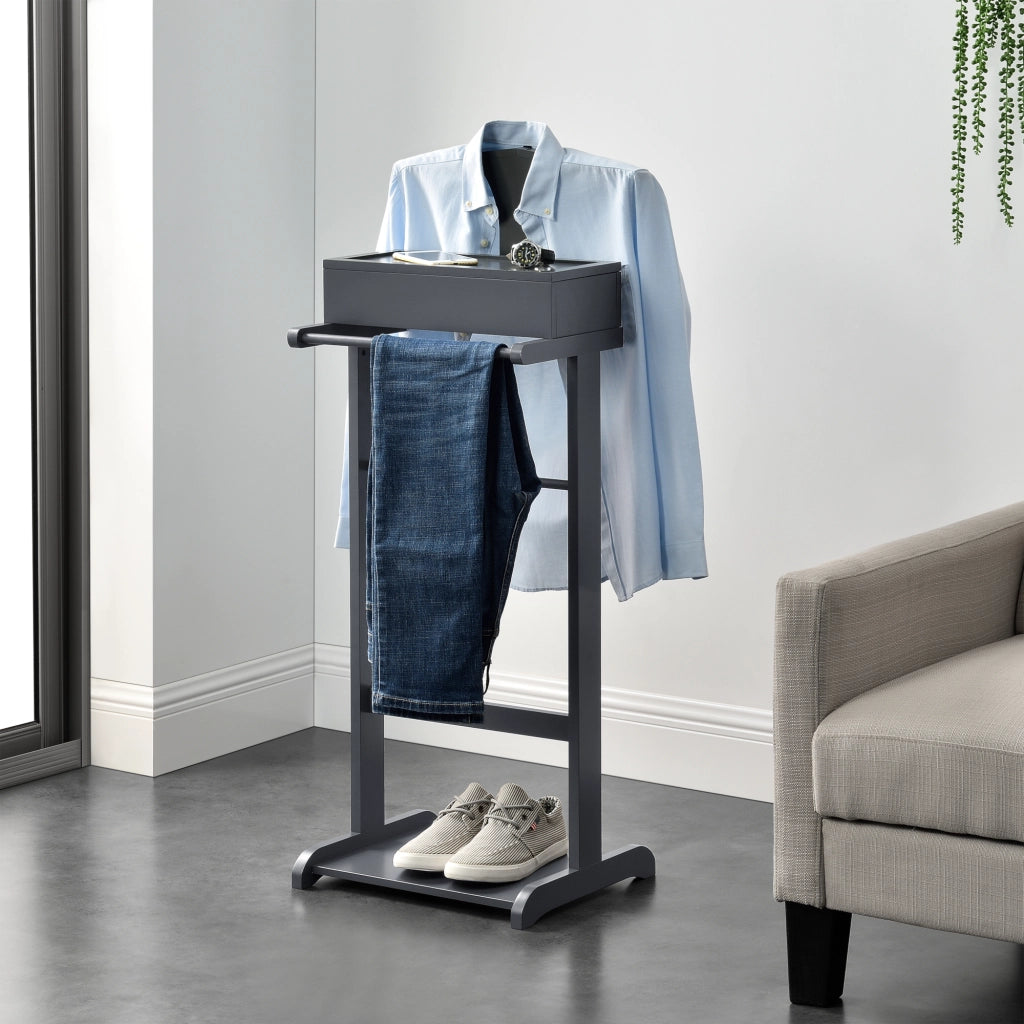 Servomuto Lulboll con Porta Pantaloni e Cassetta con Scomparti - Grigio [en.casa]
