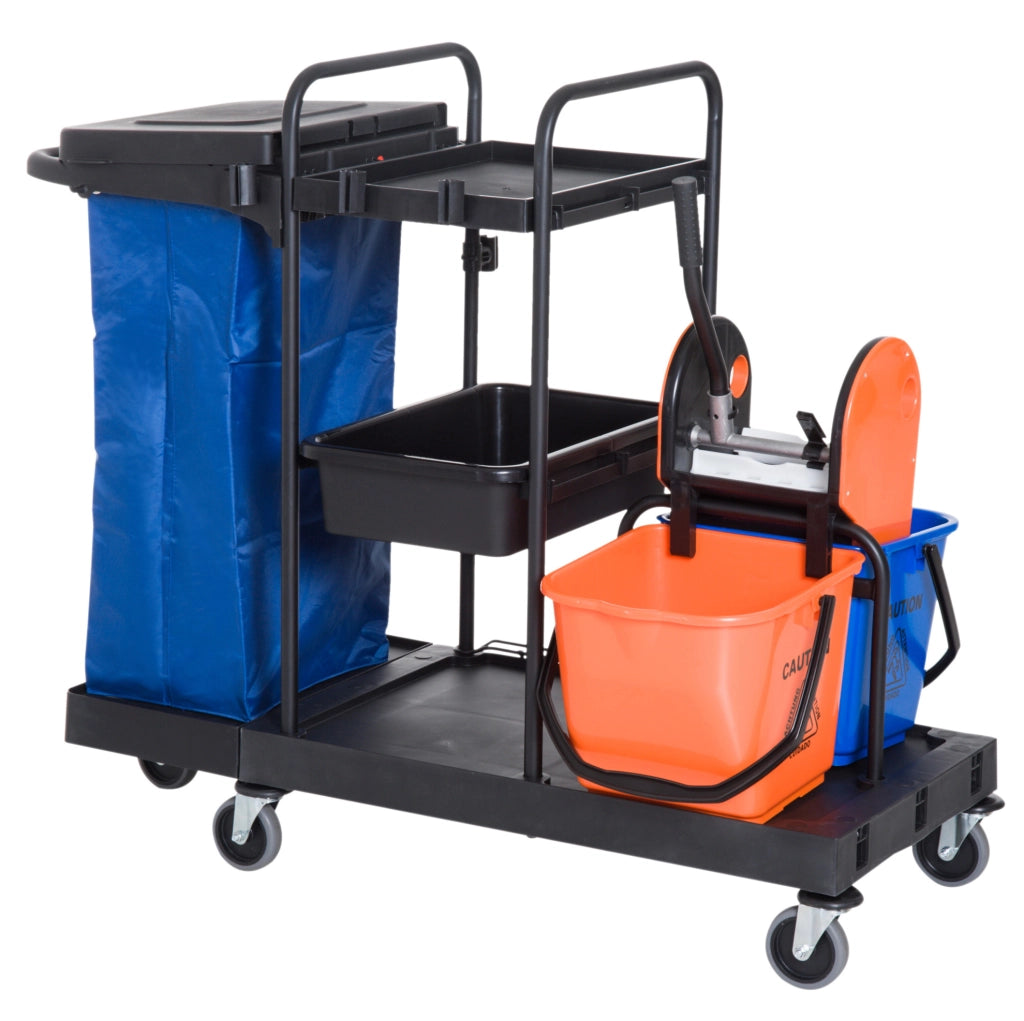 Carrello professionale per pulizie con strizzatore e secchi