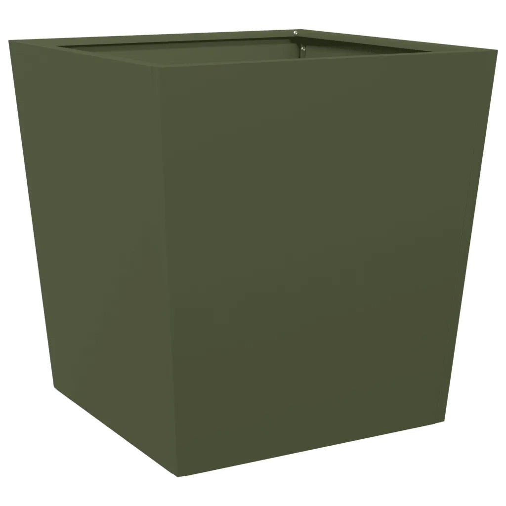 2 pz Fioriere | Cassetta per fiori | Vaso da Giardino Verde Oliva 50x50x50 cm in Acciaio