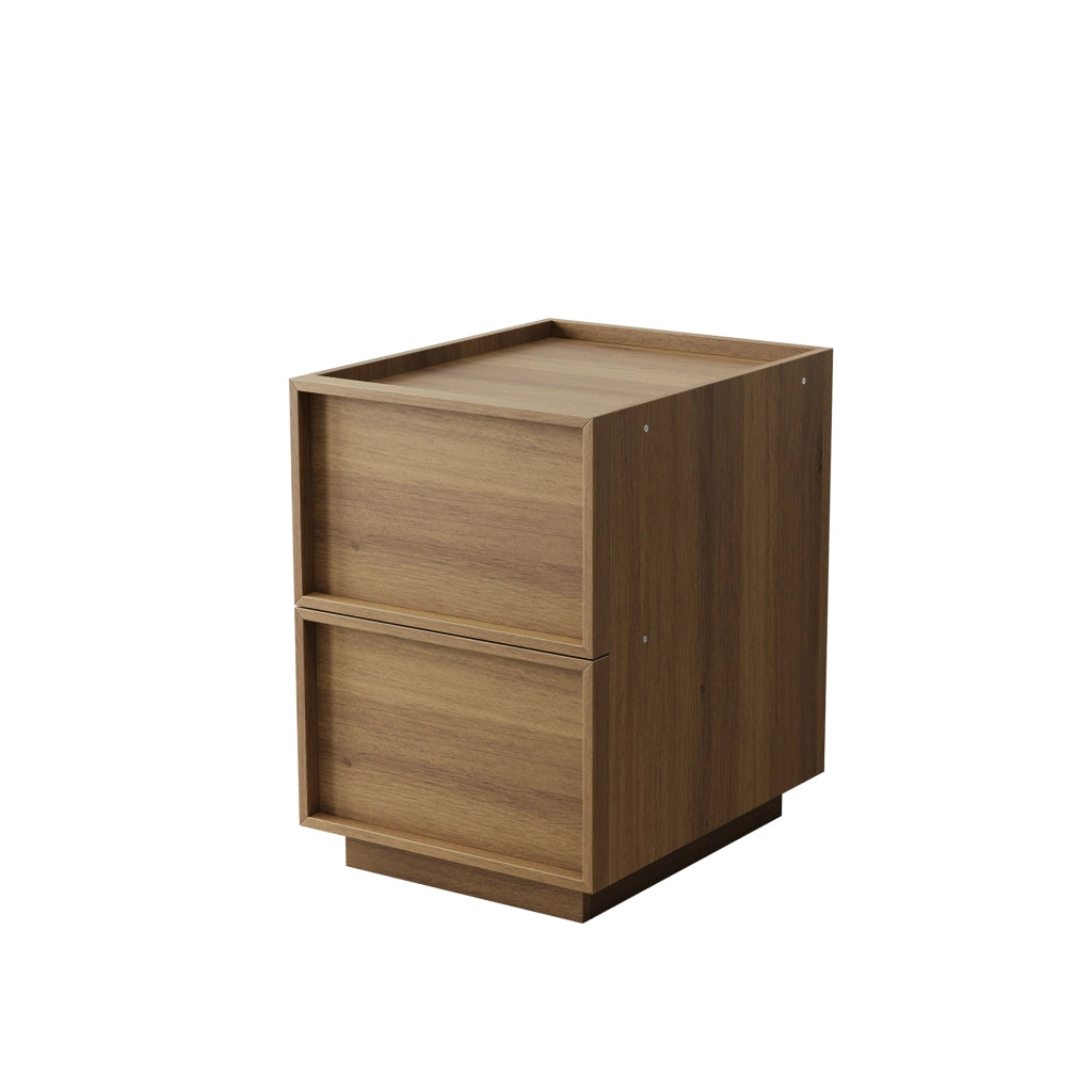 Comodino con 2 cassetti senza maniglie, stile minimalista, per camera da letto, in MDF e truciolare, rovere, 38 × 48 × 55 cm