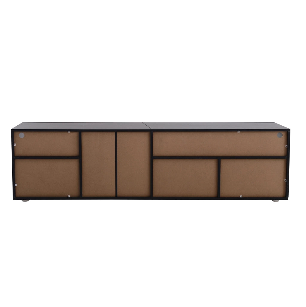 Mobile porta TV 180x35x48 cm con LED a 4 modalit¨¤ in MDF nero lucido