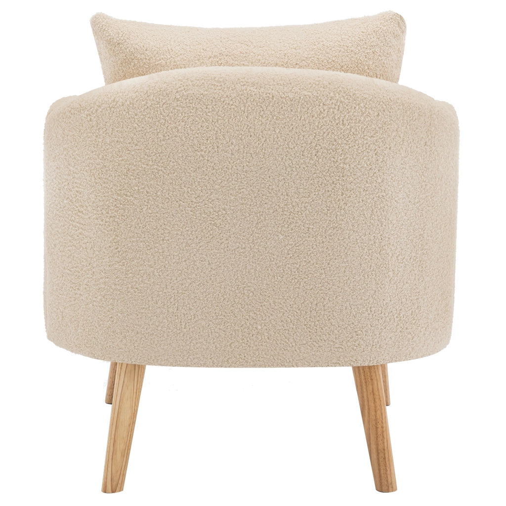 Poltrona singola 71x72x71 cm con cuscino in tessuto teddy beige