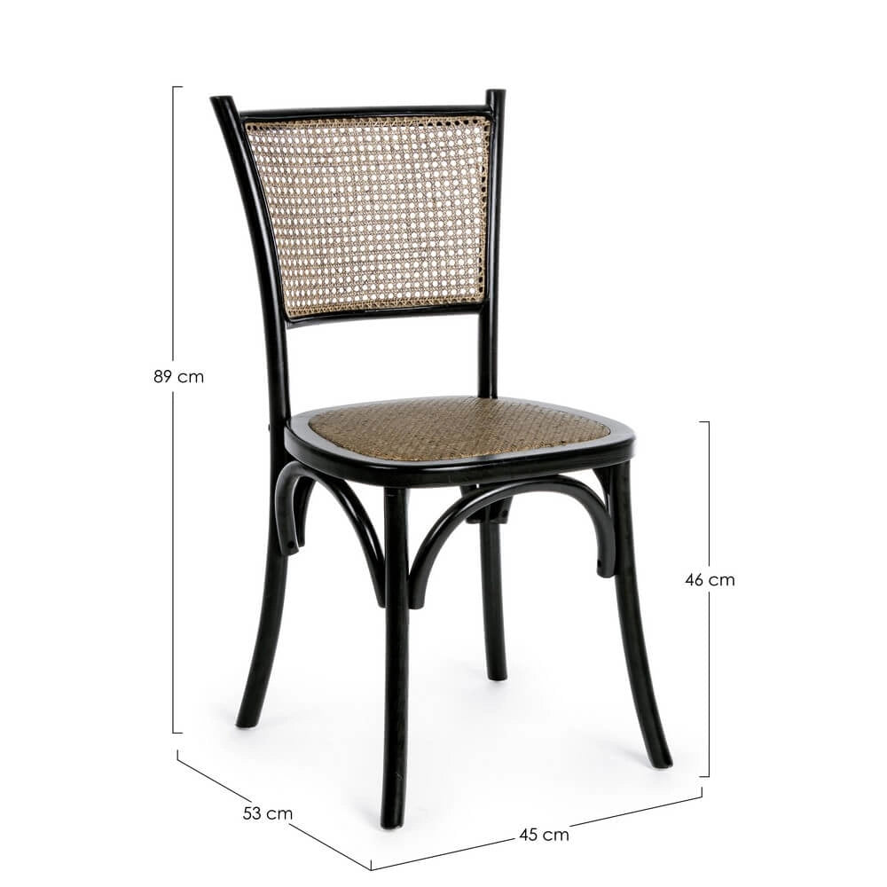 Sedia in Legno di Olmo con Seduta e Schienale in Rattan - CATA