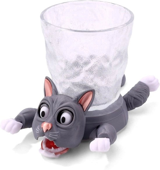 Accessori per la cucina e la casa - 3D stampato - Sostituto di gatto in PLA - Design creativo e divertente - Nuova forma - Porta tazze per tè, caffè, acqua e succo - Grigio - Accessori pratici per la casa e la cucina