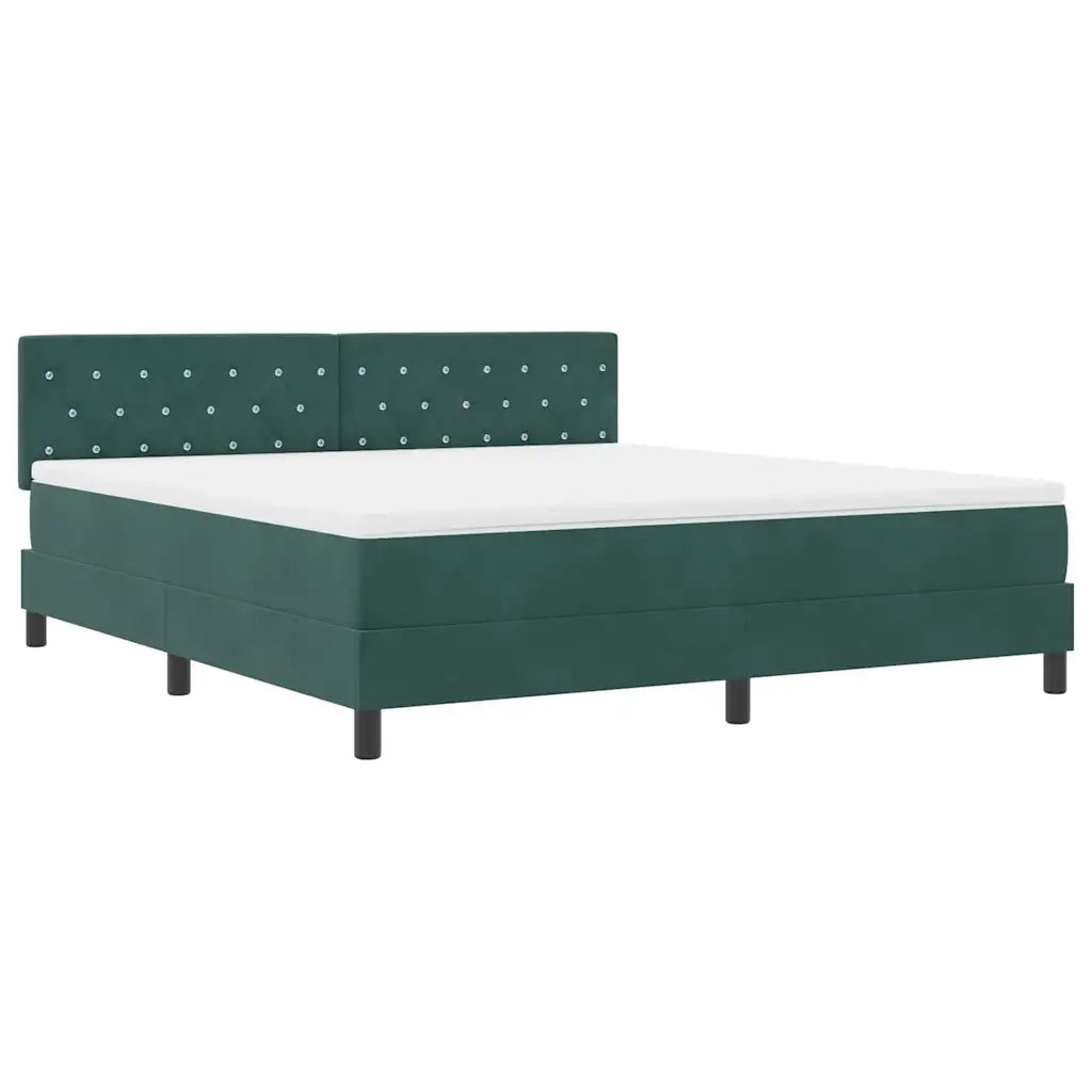 Letto a Sorgente LED con led Verde Scuro 180 x 200 cm Velluto