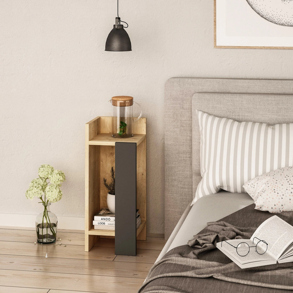 Comodino in legno "Elos Left" - 25 x 27 x 60 cm - Beige