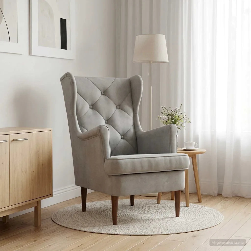 Poltrona-Divano Sedia-Poltroncina Grigio Chiaro Velluto 752771
