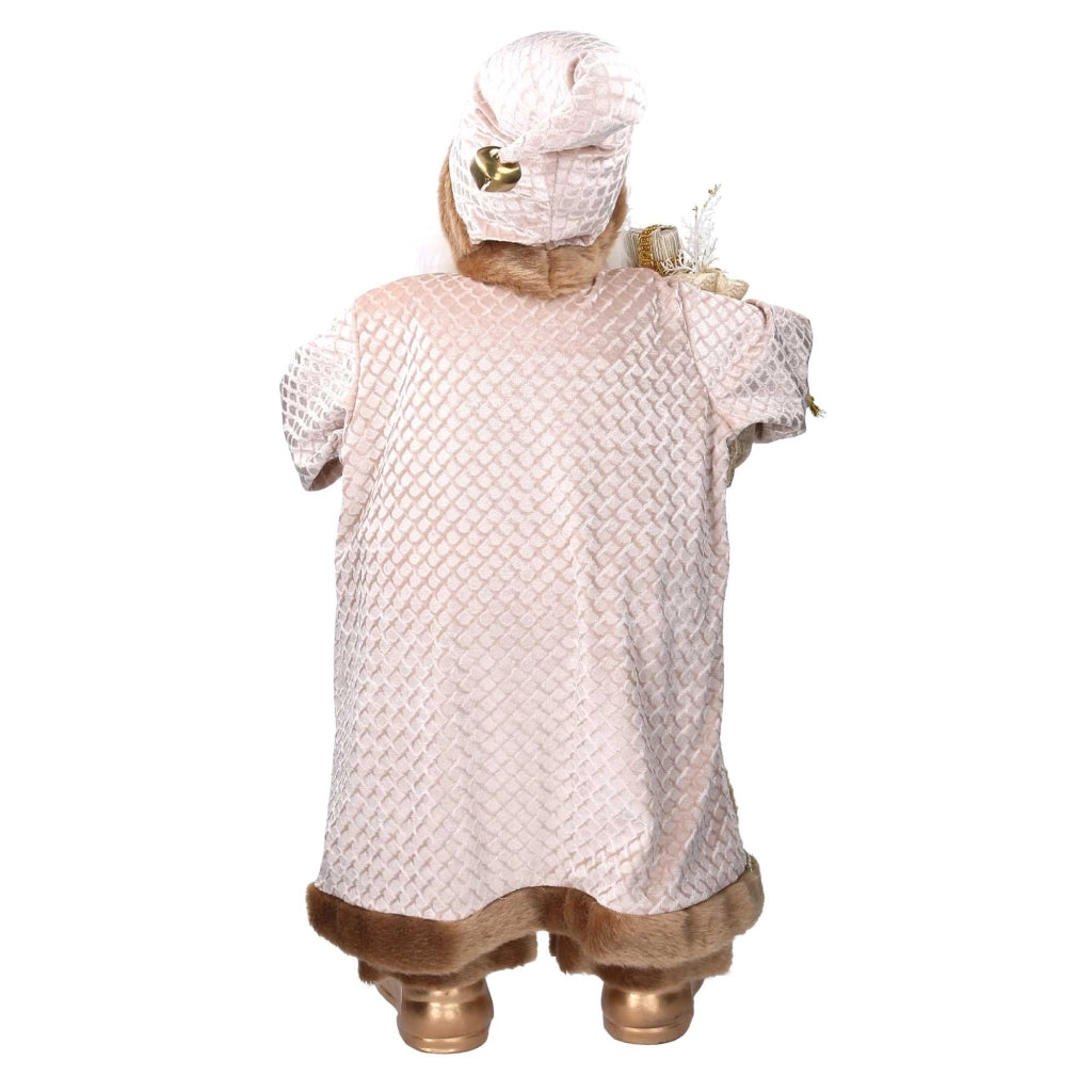 Babbo natale in tessuto con lanterna oro cm xh80