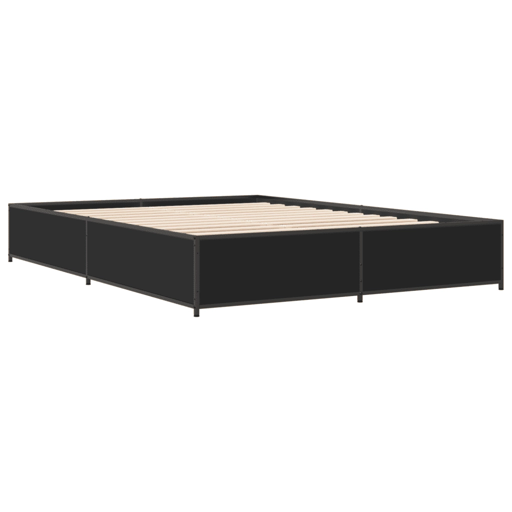 Giroletto-Struttura Letto Nero 135x190 cm in Legno Multistrato e Metallo 862011