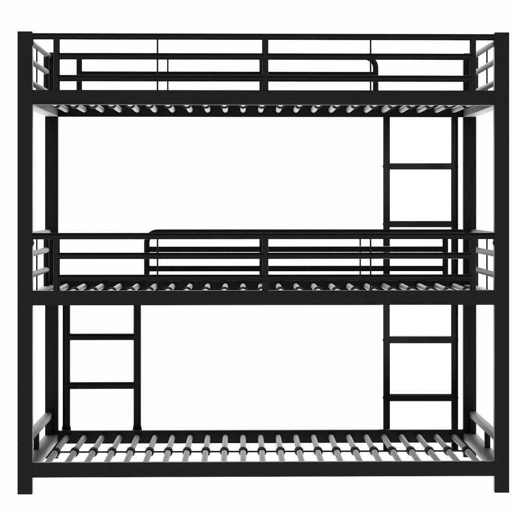 Letto a castello 90x200 cm triplo con scala e sponde in metallo