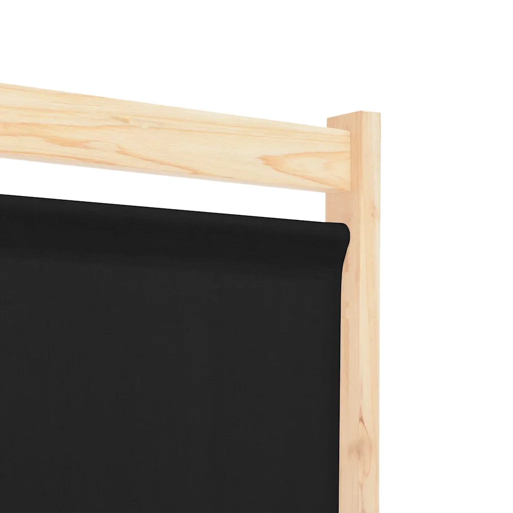 Divisorio a 6 Pannelli-Set di 6 pannelli Paravento Nero 240x170x4 cm in Tessuto