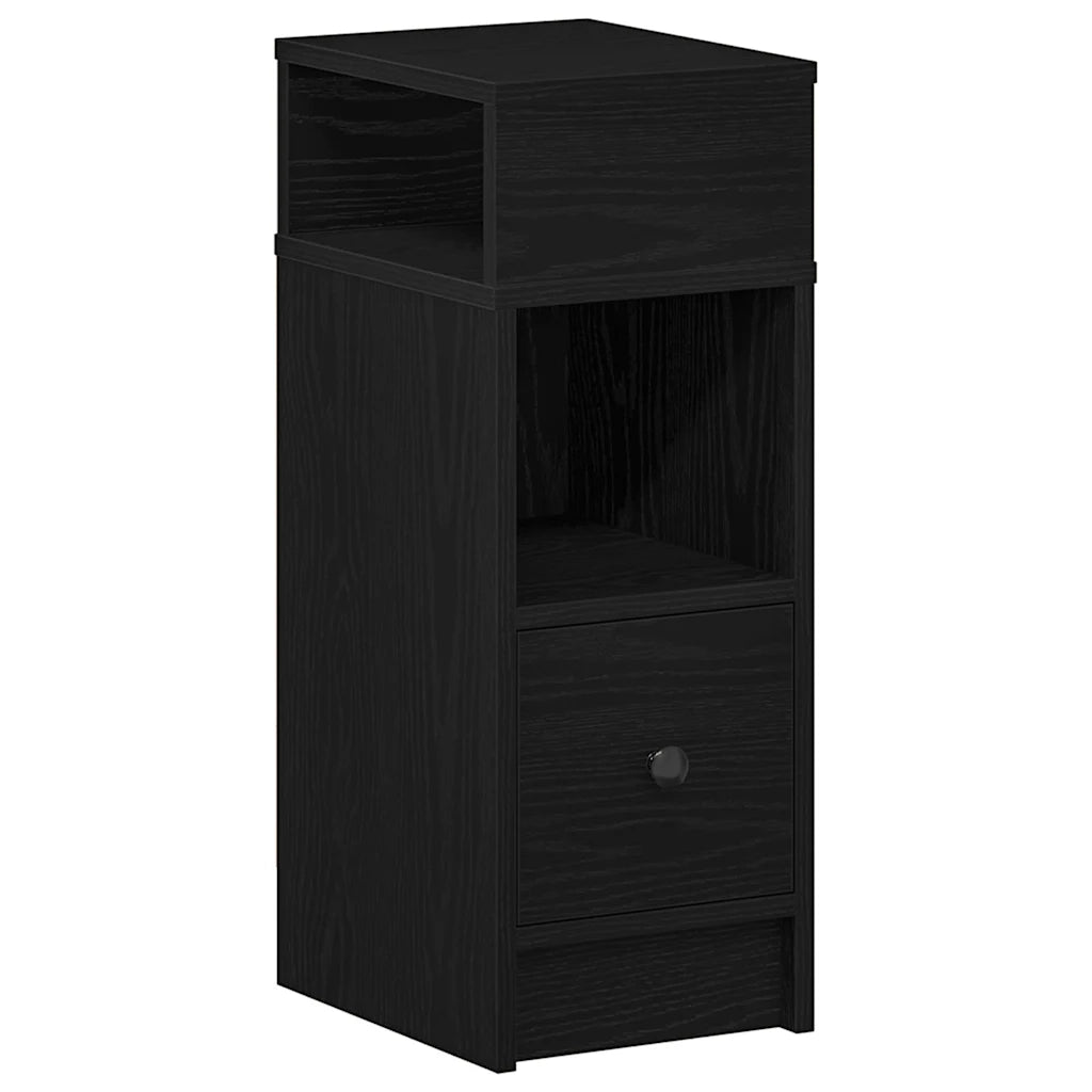 Comodino | Armadio da Notte | Mobiletto da notte con Cassetto Nero 25x31x66 cm