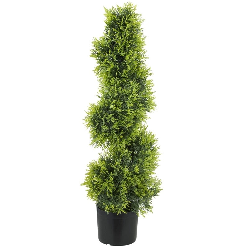 Pianta artificiale ULEVR a spirale 90 cm con 693 foglie PE, in vaso, verde, per interno ed esterno