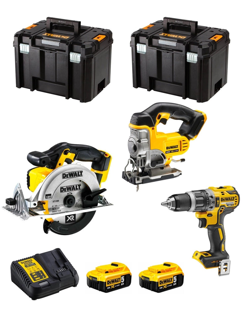 DeWALT Kit DWK300 (DCD796 + DCS331 + DCS391 + 2 x 5,0 Ah + DCB115 + 2 x TSTAK VI)