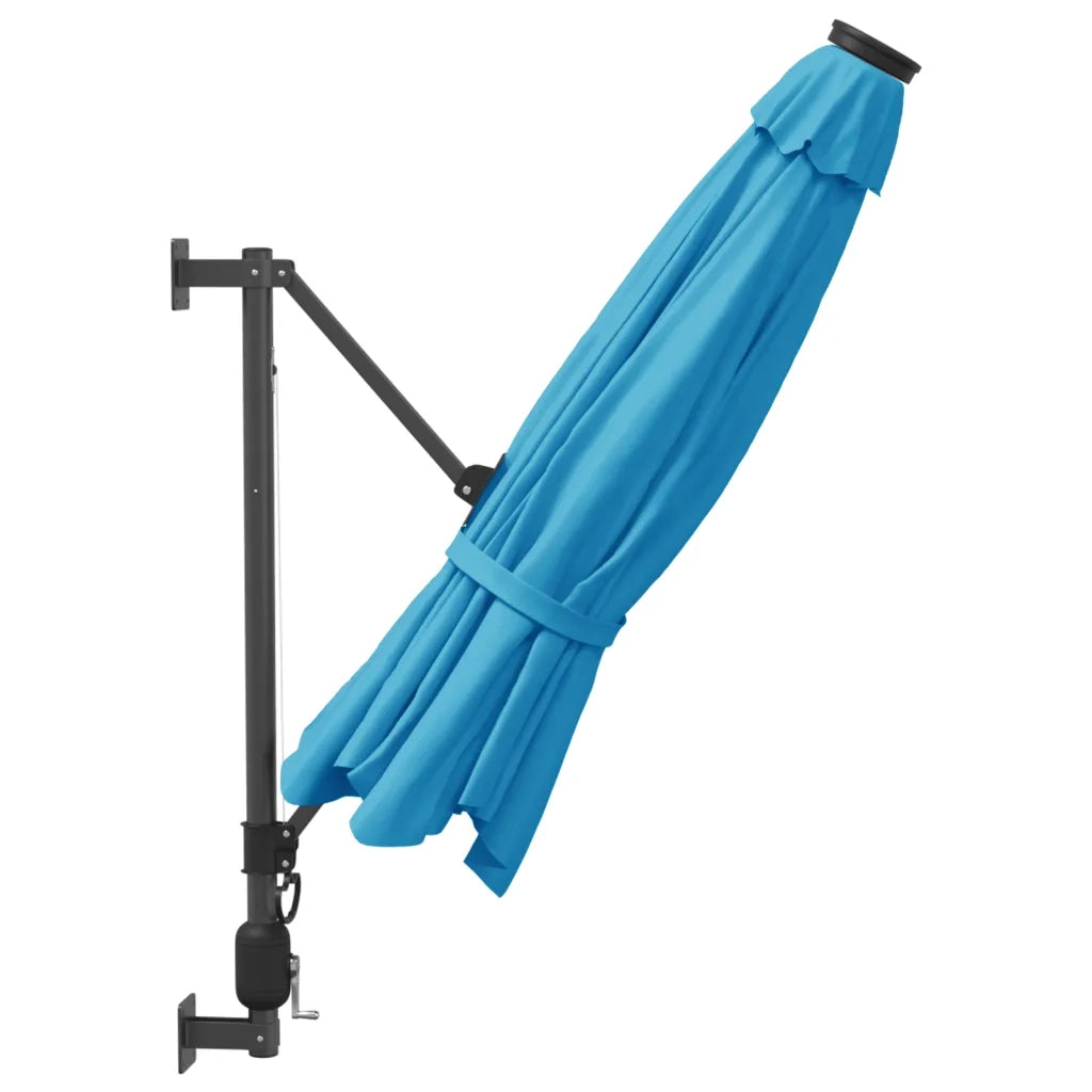 Ombrellone a Parete con LED Blu Mare 290 cm 362894
