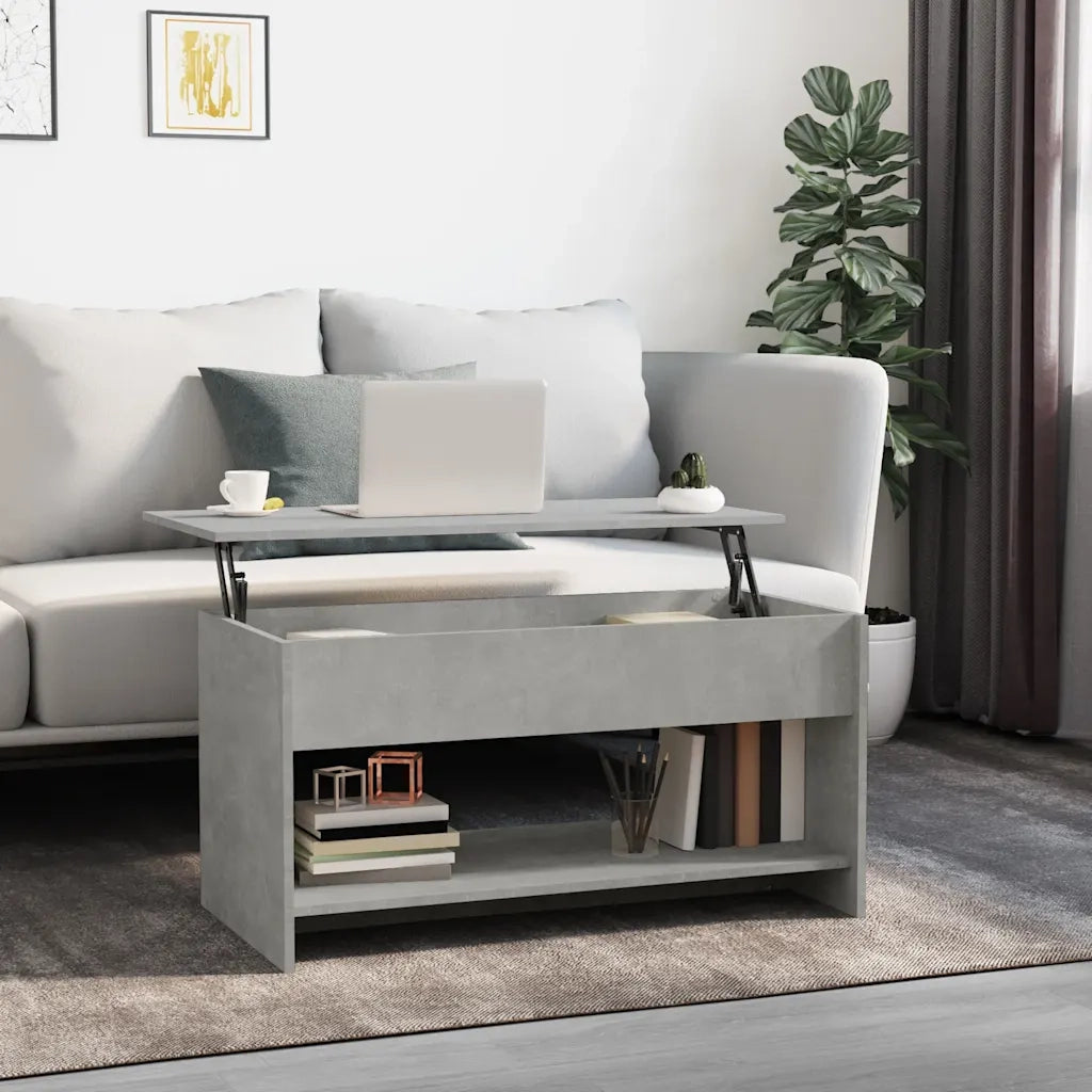 Tavolino Salotto Grigio Cemento 102x50x52,5cm Legno Multistrato 809651