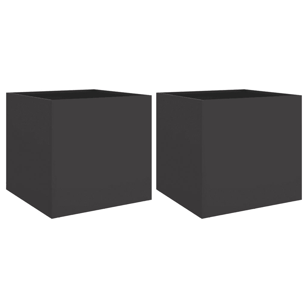 Fioriere 2 pz Nere 42x40x39 cm in Acciaio 841548