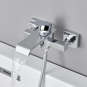 Acquaio a Cascata - Batteria per Vasca da Bagno - Finestra in Acciaio Inox - Regolatore di Pressione per Doccia - Ideale per la Stanza da Bagno - Compreso Kit di Installazione