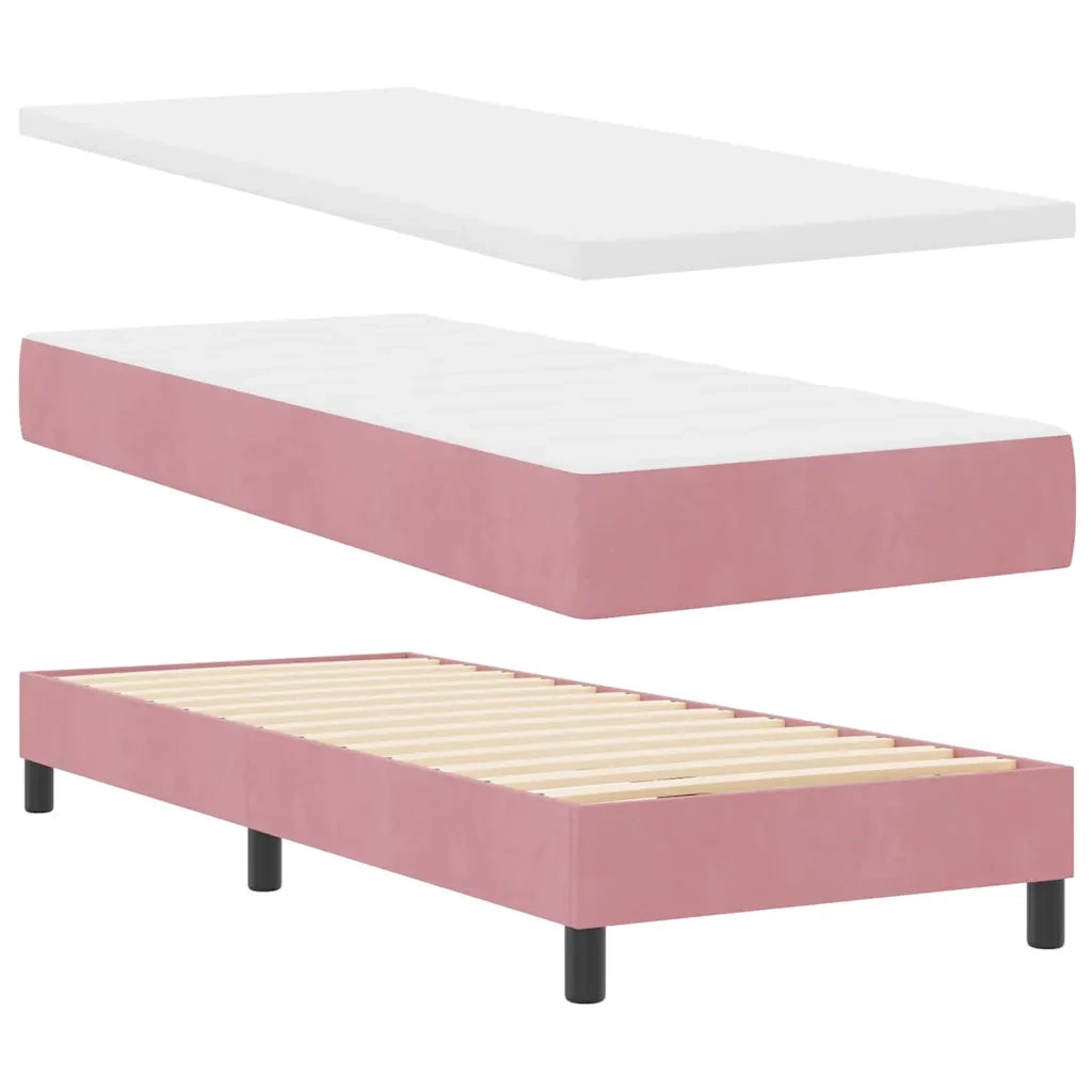 Letto a Sorgente LED con materasso Rosa 80 x 200 cm Velluto
