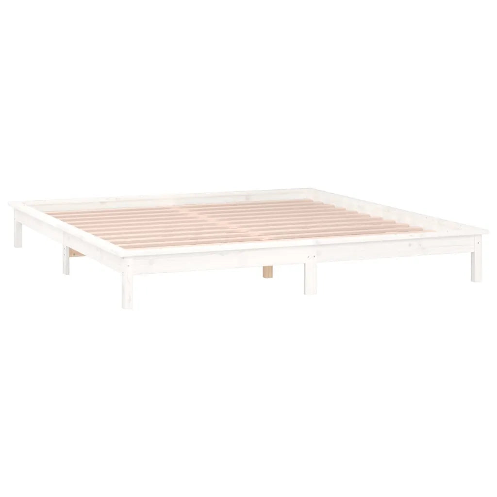 Giroletto LED-Struttura Letto con LED Bianco 180x200cm Super King in Legno Massello 817543