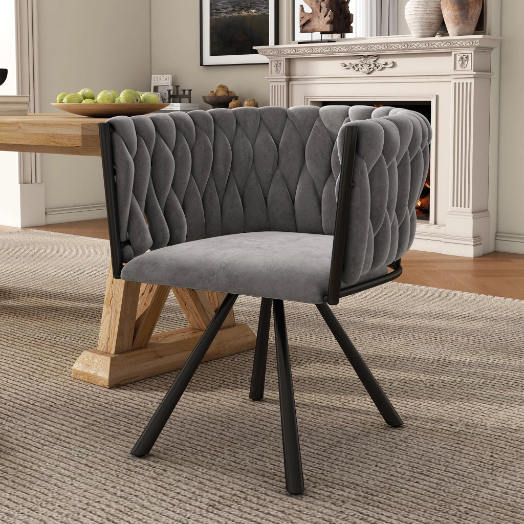 SEDIE Girevoli in Velluto Grigio Set da 2 con Struttura in Metallo