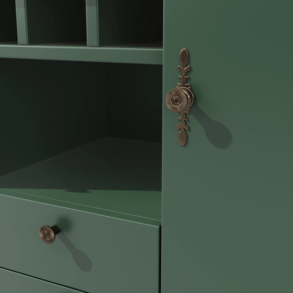 Tavolo allungabile con vani e portabottiglie - per soggiorno e cucina - in MDF - verde