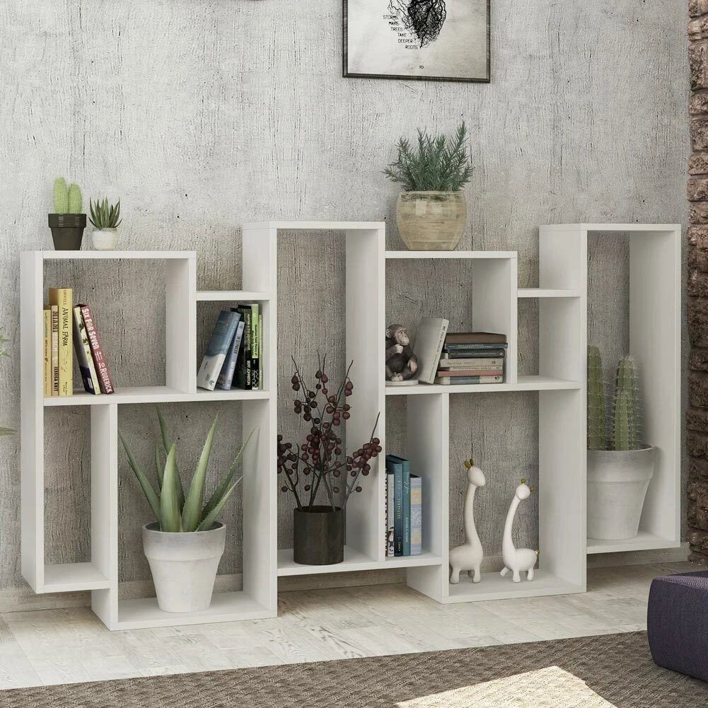 Libreria Design Moderna Scaffale 8 Ripiani 168x96x25cm Casa Ufficio Bianco