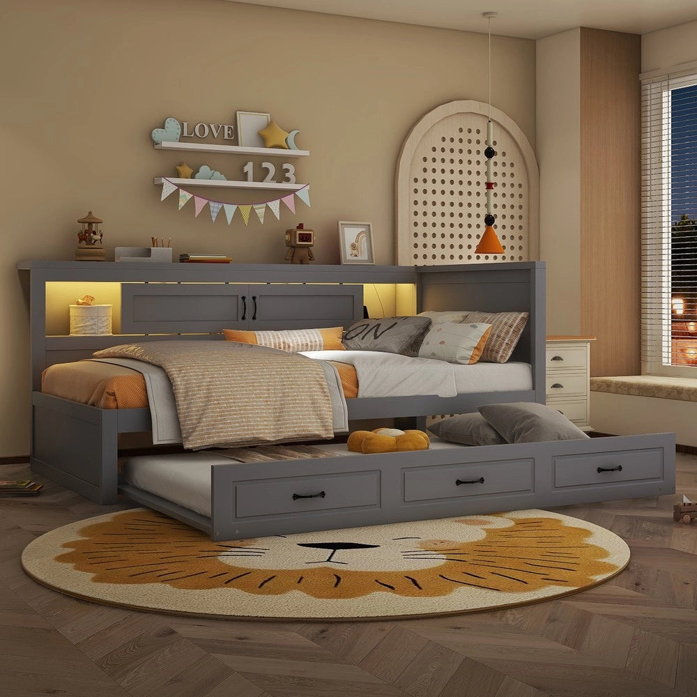 Letto Divano con LED e Contenitore ¨C MINIMAL ¨C Grigio 90x200