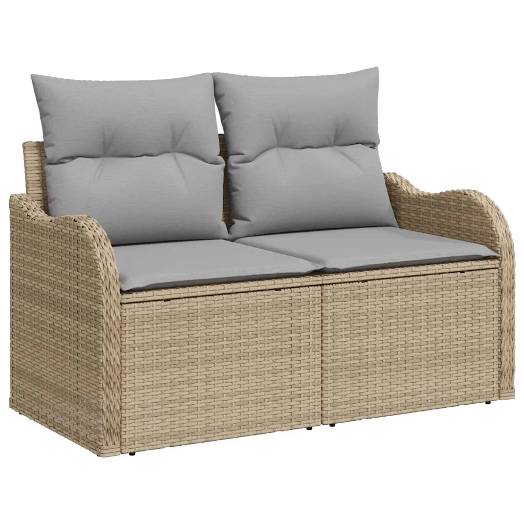 Set Divano da Giardino con cuscino 5 pcs Beige Poly Rattan