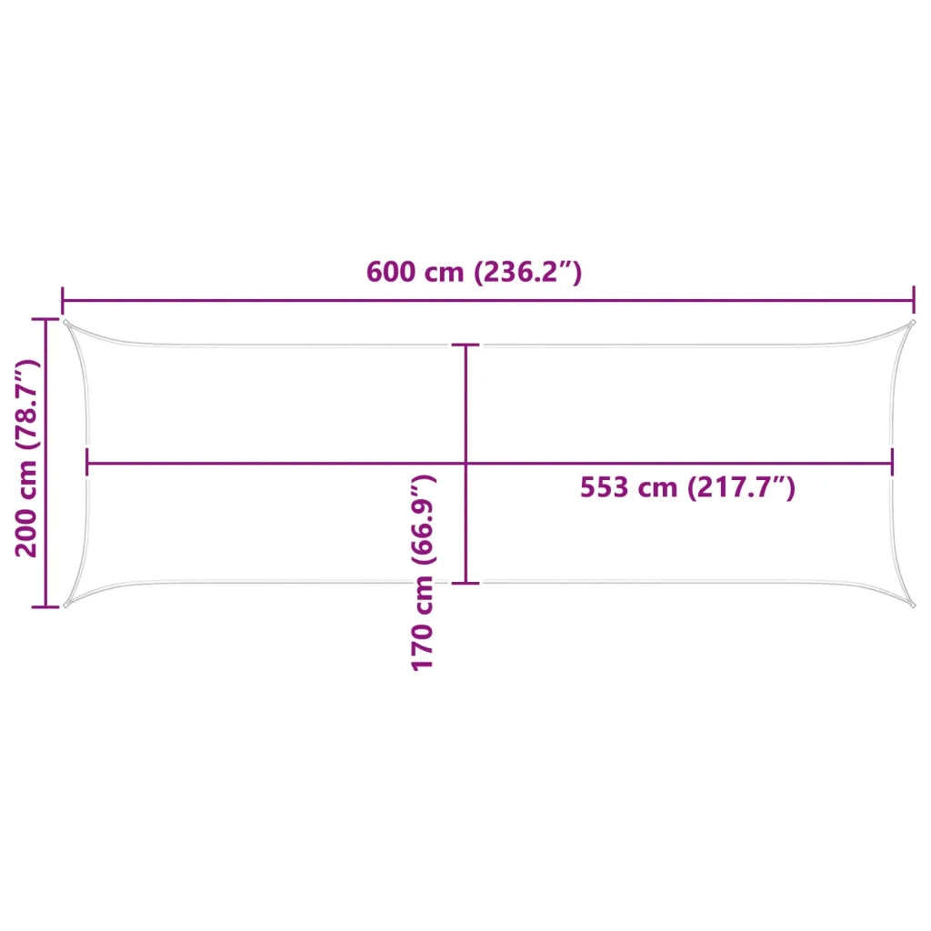 Vela da ombra solare 6 x 2 m Oxford rivestito in PU 42031004
