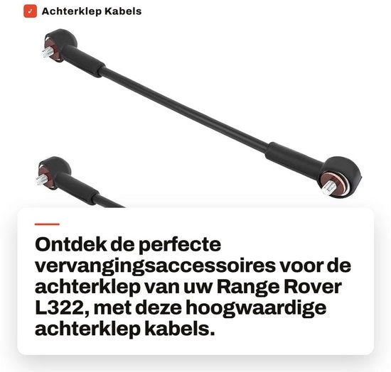 Bande di fissaggio per portiere posteriori 2 pezzi - Nero - Cavi per portiere posteriori - Compatibile con Range Rover L322 - Materiale in metallo/rubbero - Facile da installare