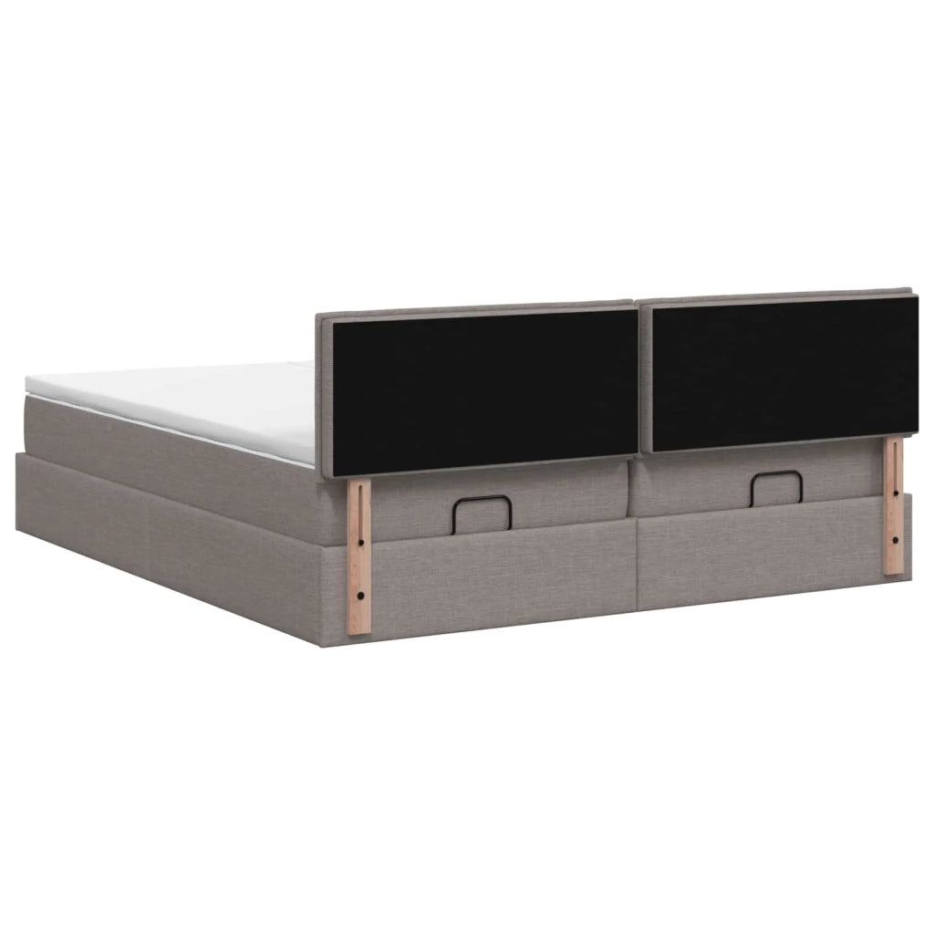 Letto Ottomano con Materasso e LED Tortora 160 x 200 cm Tessuto 3457249