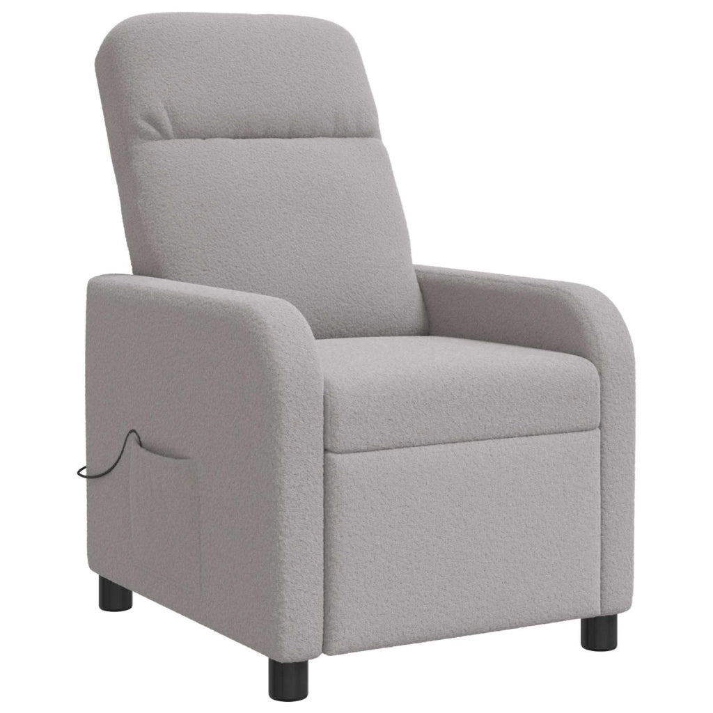 Poltrona Massaggiante Grigio Chiaro Bouclé 42034951