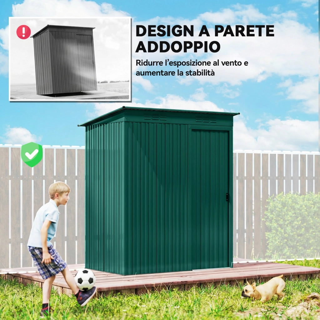 Casetta da Giardino in Metallo ¨C Xylo ¨C Verde 159x106x181 cm