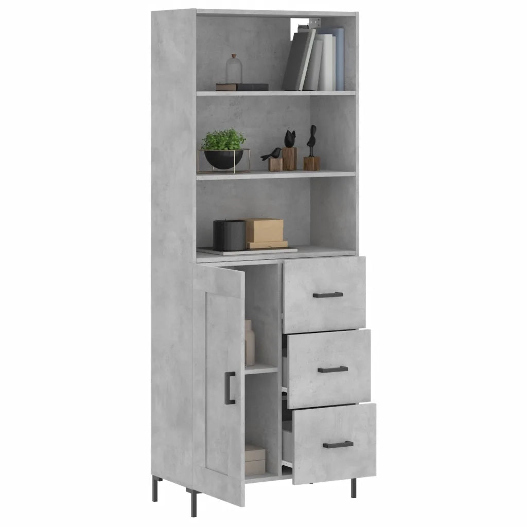 Credenza-Buffet-Armadio da cucina Grigio Cemento 69,5x34x180 cm in Legno Multistrato 776370