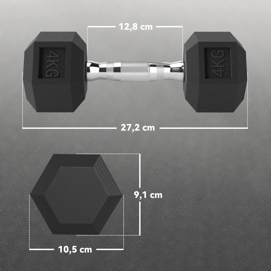 Ensemble d'haltères courtes, lot de 2 haltères hexagonaux recouverts de caoutchouc, acier noir