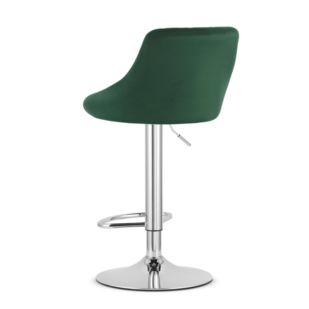 Sgabello da bar KAST in velluto verde con base cromata
