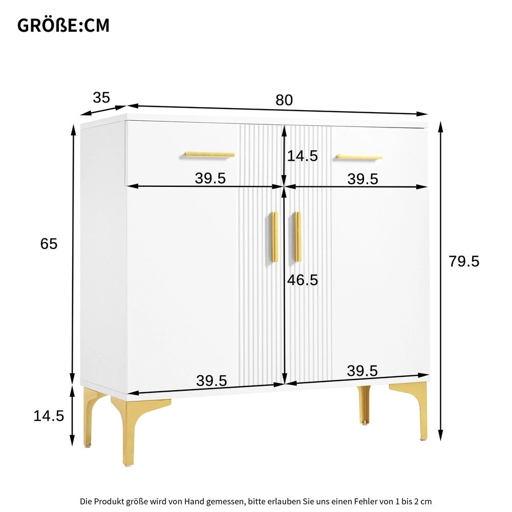 Cassettiera con Ante e Cassetti ¨C MINIMAL ¨C Bianco/Nero, Metallo, 80x35x79.5 cm