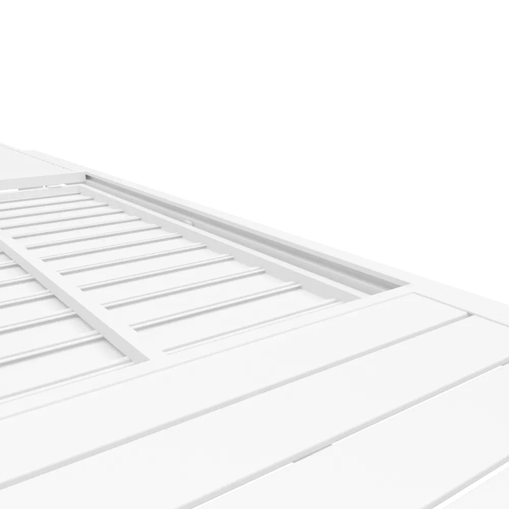Set da esterno bianco con tavolo allungabile 140/210x75cm e 4 sedie in alluminio | Zenor