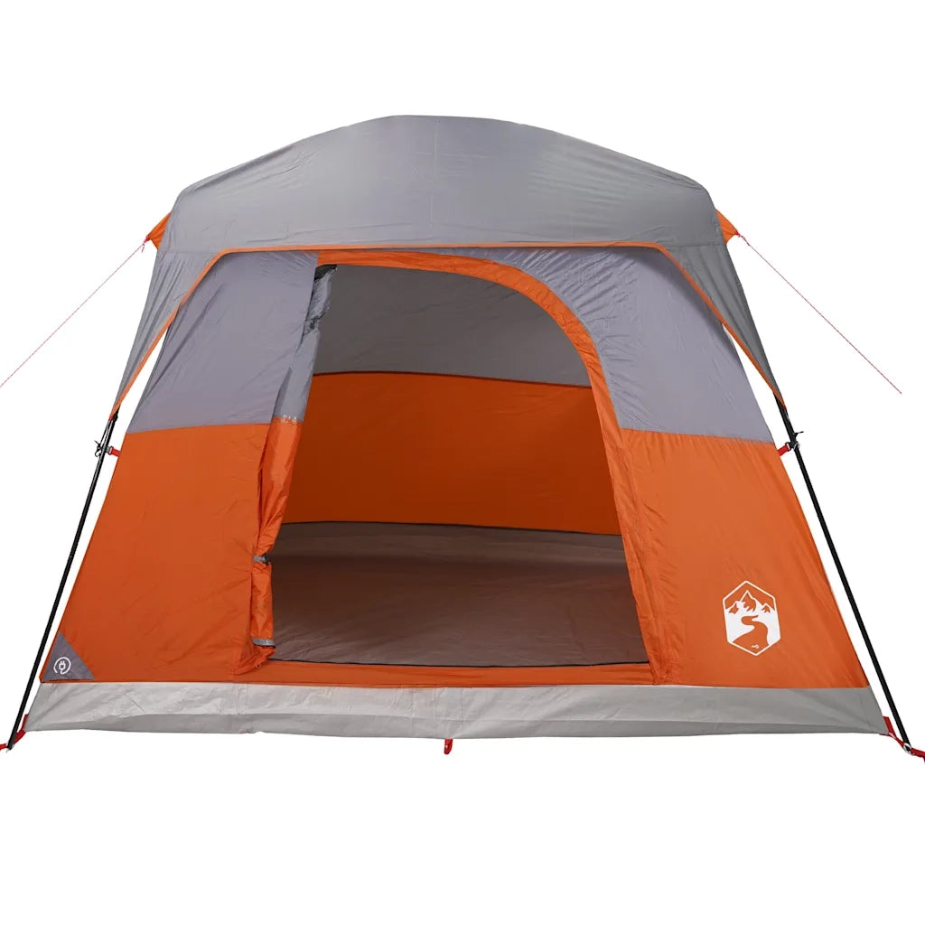 Tenda da Campeggio a Cabina 4 Persone-Tenda per Escursionismo Arancione Impermeabile