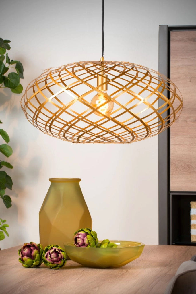 Lampada a sospensione Lucide Wolfram Ø65 ottone E27