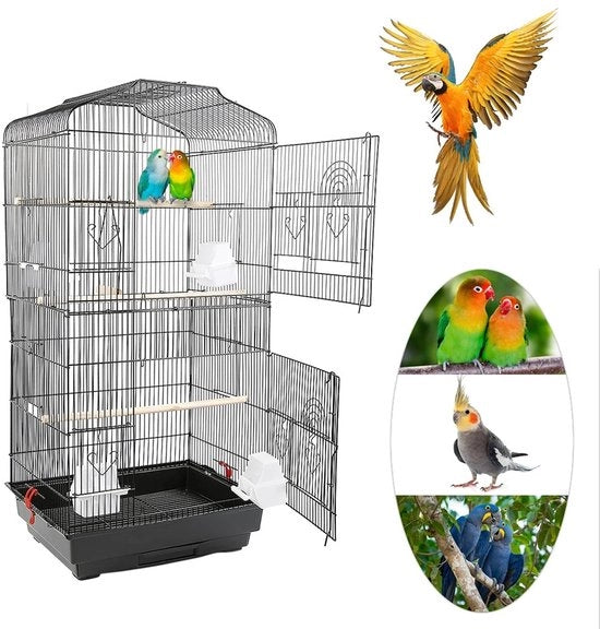 Casa degli Animali - Vogelcasa Portatile per Pappagalli e Uccelli con Lame e Sbarre 46×36×92cm
