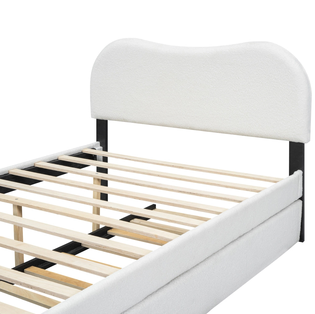 LETTO 140x200 cm con letto estraibile laterale Bianco in Plush e MDF